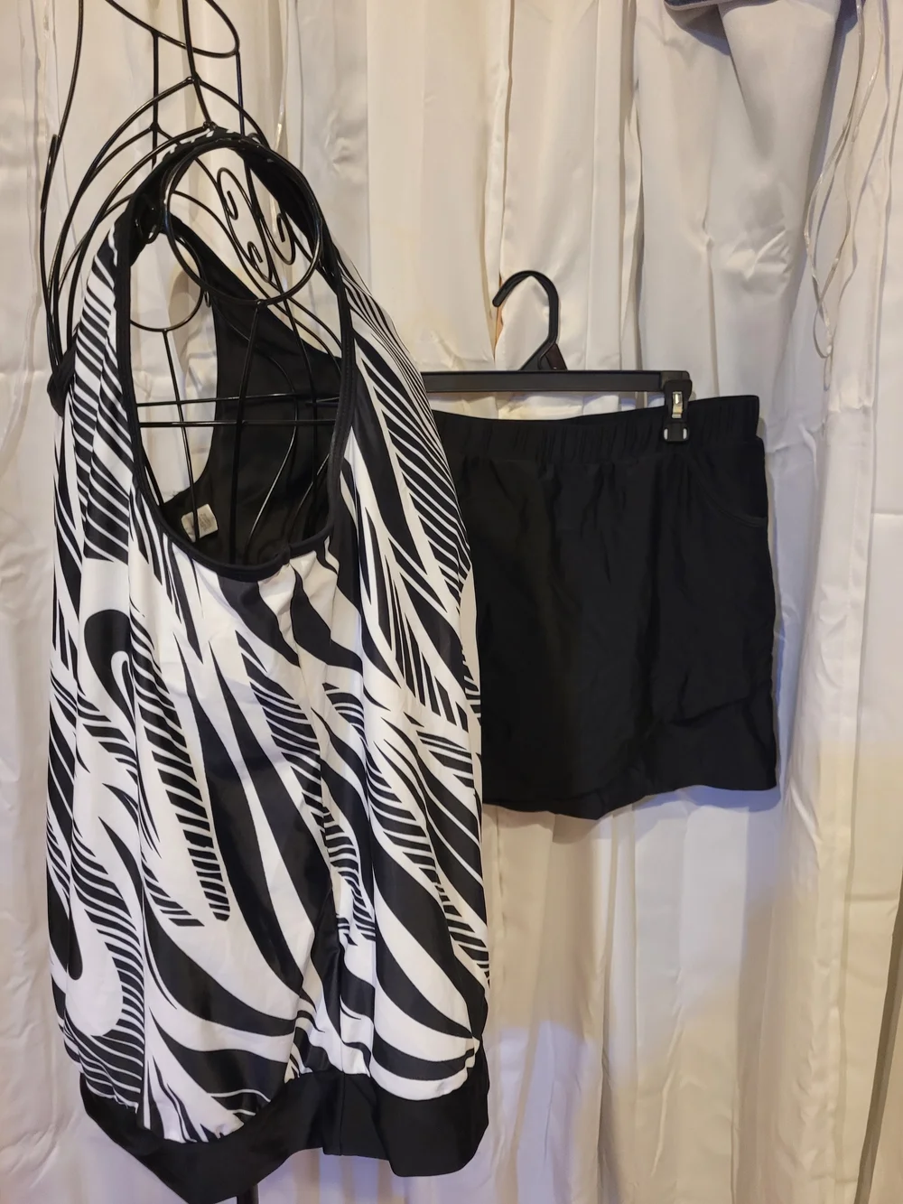 Amazon Black and White Women's Two-Piece Swim Tankini with Shorts